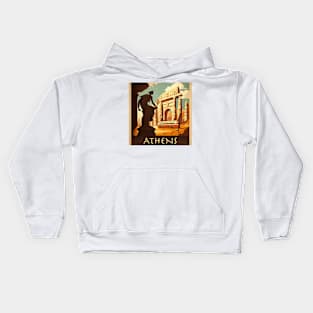 Athens Vintage Travel Art Poster Kids Hoodie